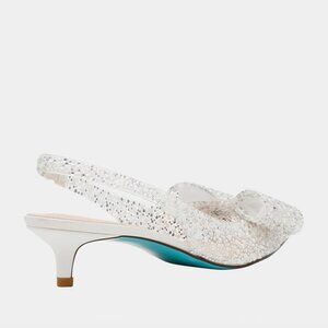 NEW BETSEY JOHNSON Patti Faux Pearl Slingback Heels With Bow in Pearl 825 3m7